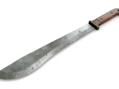 Old Wood Handle Machete Low-poly 3D model