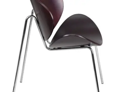 Wood Seat Waiting Room Chair with Metal Frame 3D model