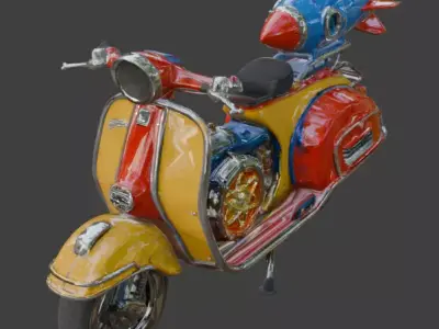 Classic Atompunk Jet Assisted Scooter 3D Model Low-poly 3D model