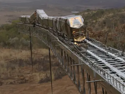 Train with railway 3D model