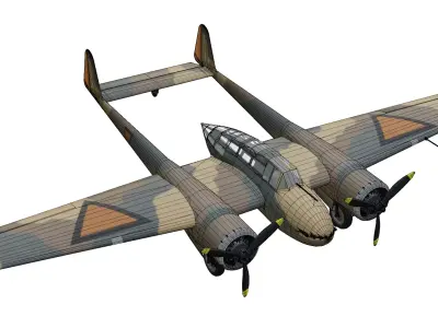 Fokker GI Jachtkruiser Low-poly 3D model
