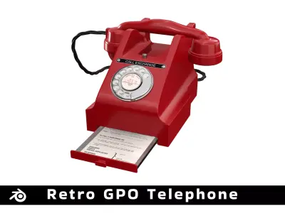 Red Telephone GPO 312L with drawer 3D model