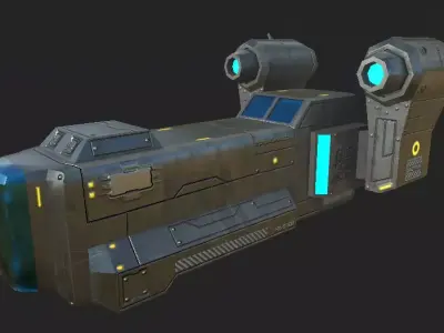 Game Ready PBR Low Poly Space Ship Low-poly 3D model