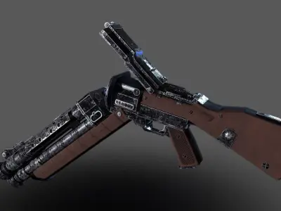 Three Barrel Shotgun Low-poly 3D model