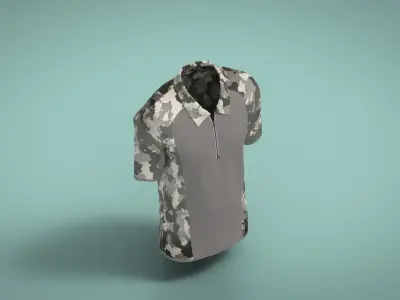 Military Outfit - T-shirt Low-poly 3D model 26