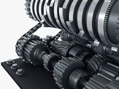 Abstract Gear Mechanism Shredder M1 3D model