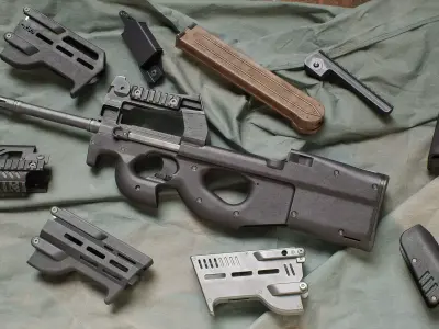 P90 Modular SMG Low-poly 3D model