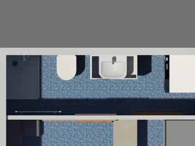 Yacht kitchen with stairs 3D model