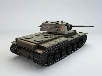 Low Poly KV -1 heavy tank Low-poly 3D model