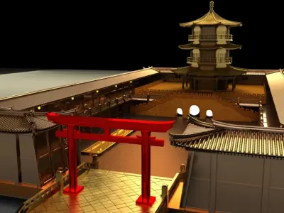 Chinese ancient house 3D model 9