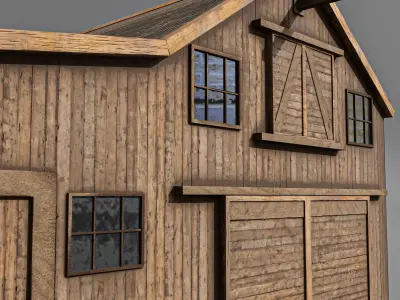 Western stable Low-poly 3D model