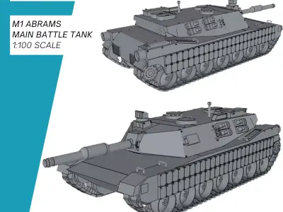 M1 Abrams Main Battle Tank MBT USA 3D print model