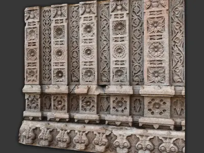 Scanned Carved Wall Low Poly Low-poly 3D model