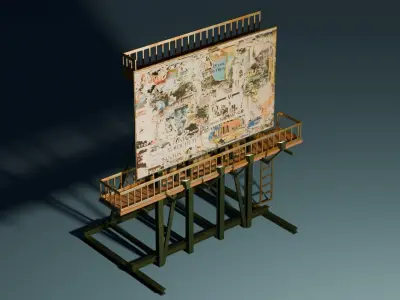 Rooftop Billboard Low-poly 3D model purchase