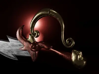 African Sword - Knife Low-poly 3D model