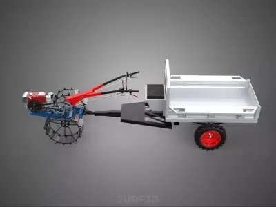 CAGE WHEEL TRACTOR VEHICLE TRAILER CART CARGO CAR TRANSPORT FARM 3D model