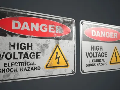 Plastic Danger sign PBR Game Ready Low-poly 3D model purchase