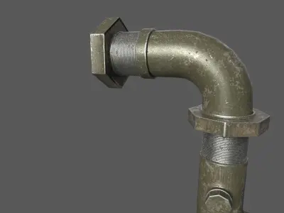 Industrial Pipe low poly 3d model Low-poly 3D model