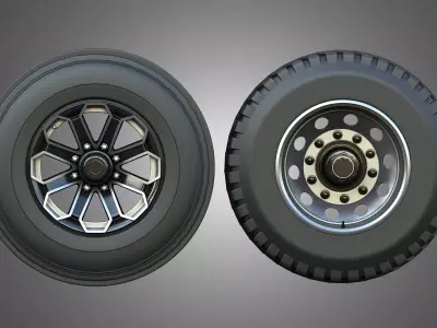 Vehicle Wheels and Tires-B001 - Ready for 3d Print 3D model