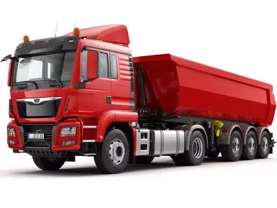 Truck 4X2 with Tipper Trailer 3D model