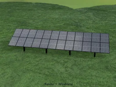 Agri-Photovoltaic Solar Panel 120 degrees 16m Low-poly 3D model