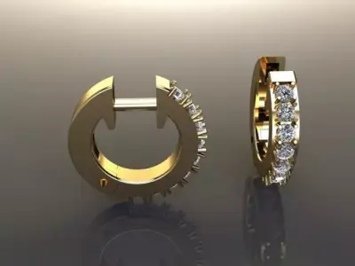 Small Size Diamond Dangle Hoop Earring 1mm50 3D print model