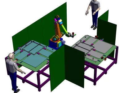 Large multi-station welding machine 3D model
