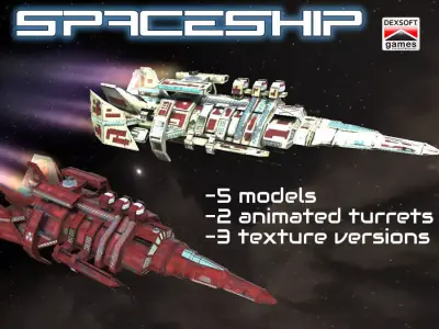 Starship star wars battlecruiser Low-poly 3D model