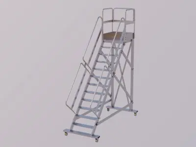 Industrial Platform Ladder - Mobile Warehouse Equipment Low-poly 3D model