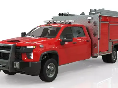 Silverado 3500 HD firetruck crewcab 2021 Low-poly 3D model