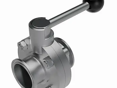 Manual Butterfly Valves - DIN Tri-clamp Connections -  3D model