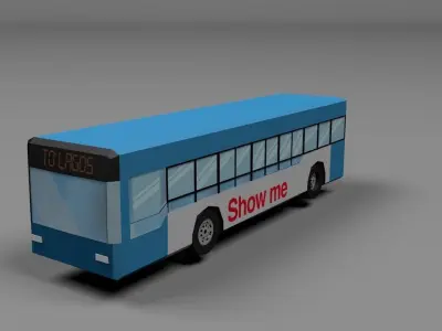 long Bus service 2 Low-poly 3D model