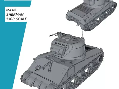 M4A3 Sherman 3D print model