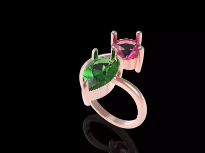 Pear Round Diamond Ring 3D print model