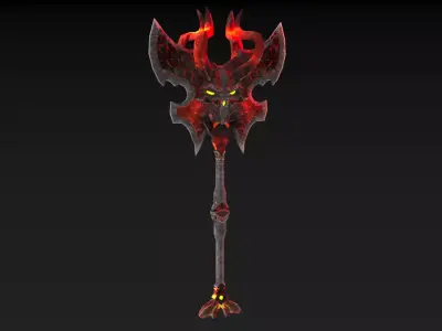 Viking Axe Skull 002 Low-poly 3D model