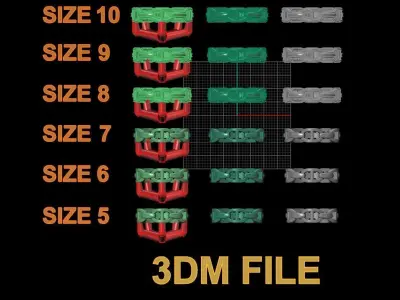 Hermes Style Link Ring Band Mix Size 3D print model