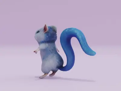 Rodent Fantasy Fluffy Tail T-pose Low High Poly Character Low-poly 3D model