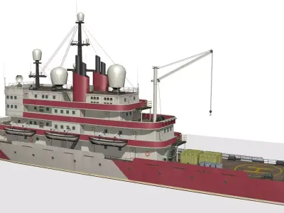  old icebreaker Low-poly 3D model