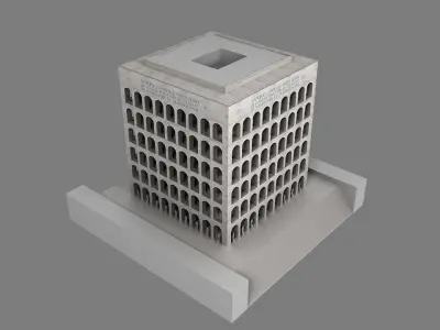 Palazzo della Civilta  Italiana - Square Colosseum  Low-poly 3D model