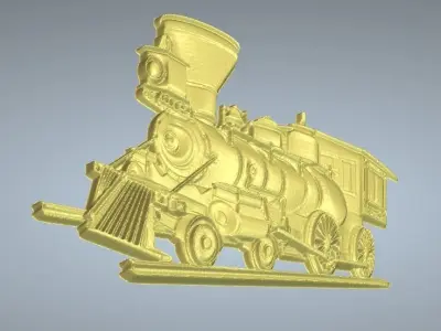 TRAIN LOCOMOTIVE 3D RELIEF CNC CARVING 3D print model