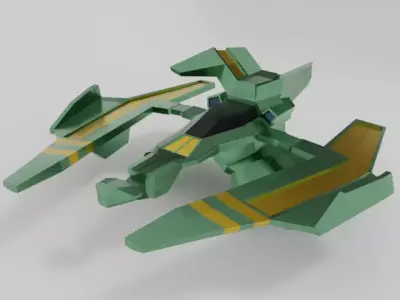 Spaceship robot with two wings Low-poly 3D model
