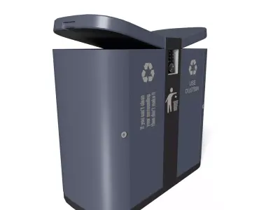 Sci-Fi Street Dual Trash Bin Low-poly 3D model