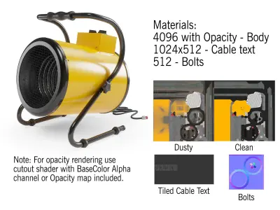Electric Industrial Space Heater Workshop Warmer Air Heater Low-poly 3D model