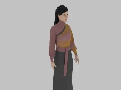 woman in asian clothes Low-poly 3D model get