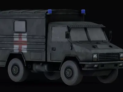 1970 Classic Rescue War Truck  Low-poly 3D model