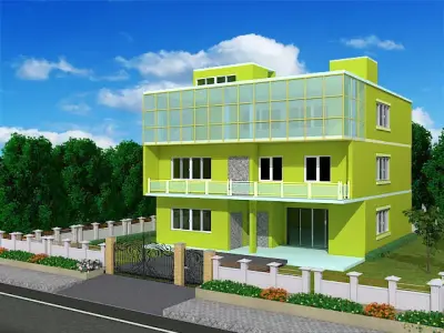 TWO STORY COMMERCIAL BUILDING MODEL 3D model 3D model buy