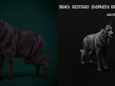 Black German Shepherd Dog Breed Free low-poly 3D model