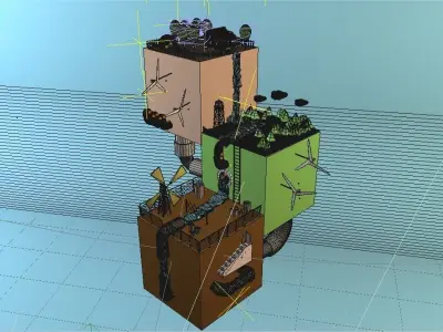 Low Poly Cubes City 3D model