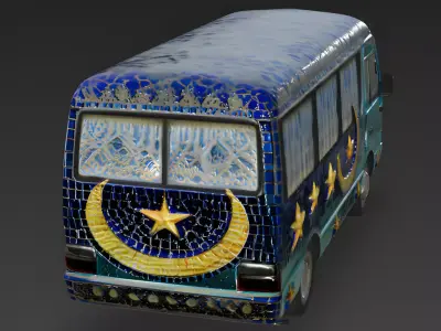 Celestial Mosaic Minibus 3D Model Low-poly 3D model