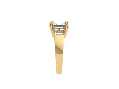 Asscher Solitair Ring 3D print model shop